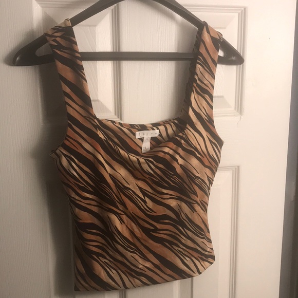 Leith Tops - Striped tan and black crop top